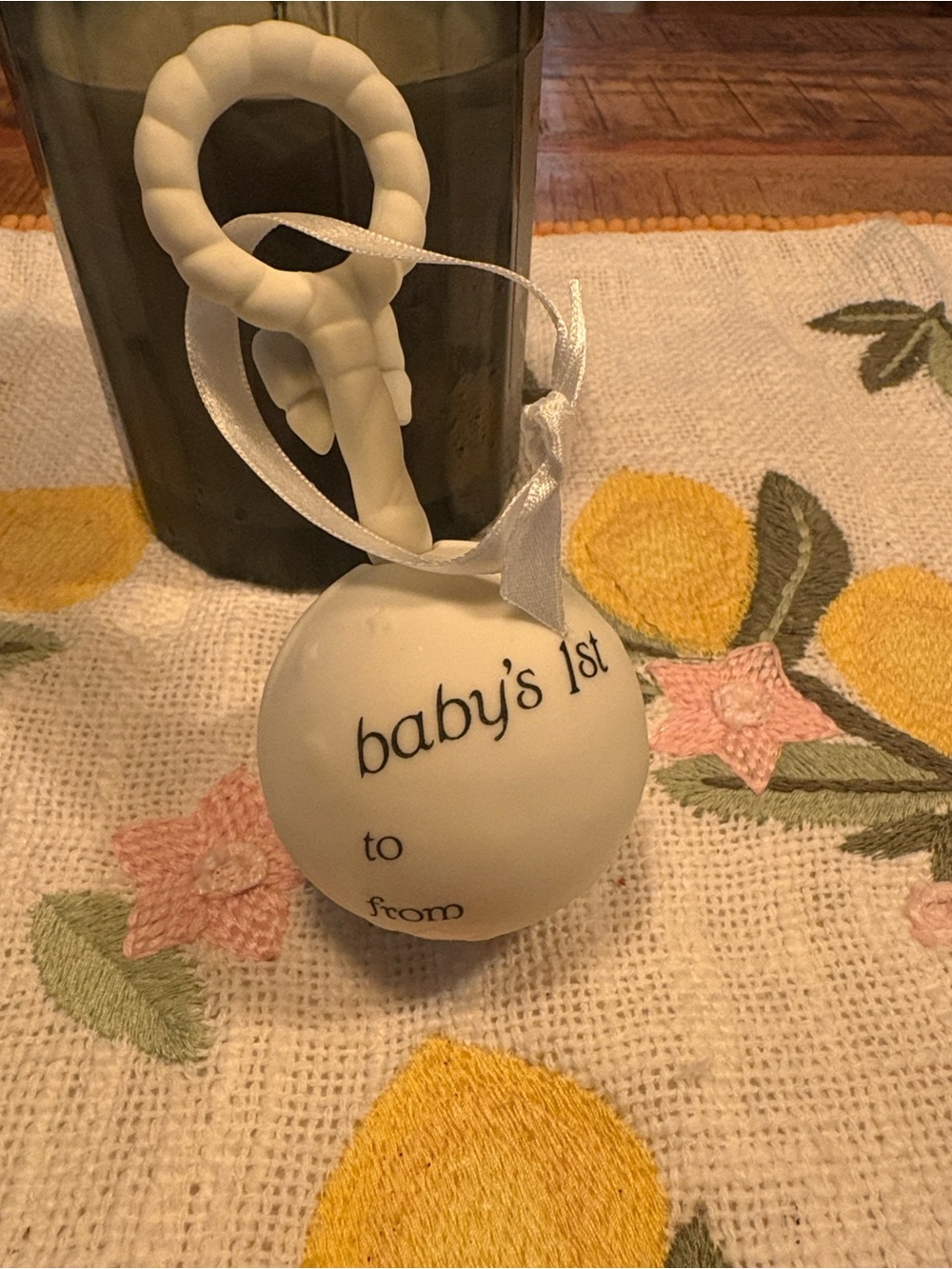 Source Unknown White Baby's 1st Ornament